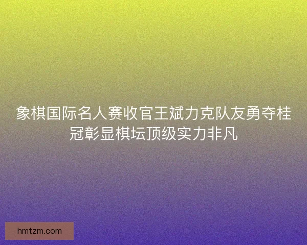 象棋国际名人赛收官王斌力克队友勇夺桂冠彰显棋坛顶级实力非凡